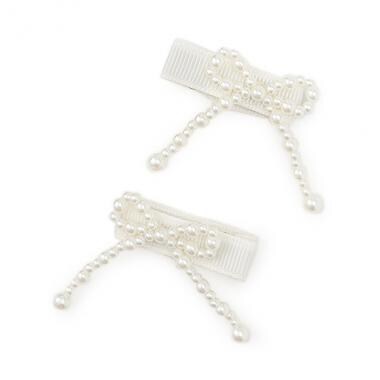 パールリボンヘアクリップ2P