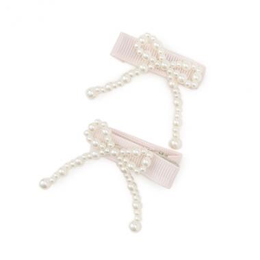 パールリボンヘアクリップ2P