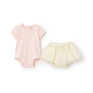 袖チュールロンパース＋スカパンセット