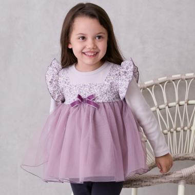 お花チュールドッキング長袖T