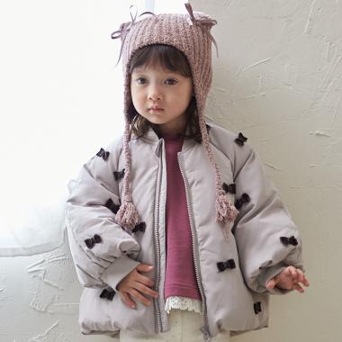 【リンク/洗える】ちびリボン中綿ジャケット