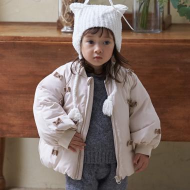 【リンク/洗える】ちびリボン中綿ジャケット