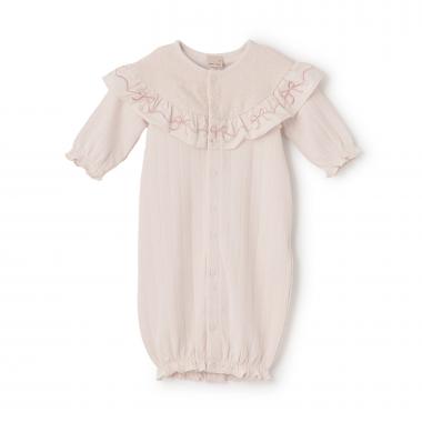 【オーガニック】フリル刺しゅう切替2WAYオール