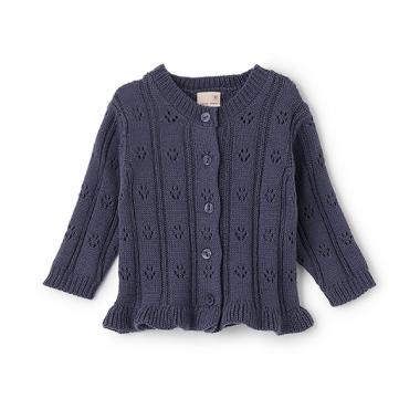 裾フリル針抜きカーディガン