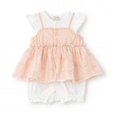 キャミ刺しゅうカバーオール