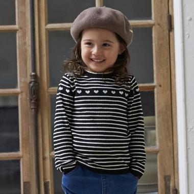 【フワもちっと】ハートリブニット