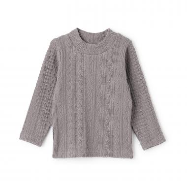 【シアバター】ジャガードハイネック長袖T