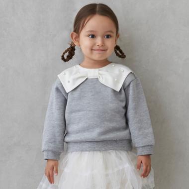 【裏起毛/リンク】リボン衿トレーナー