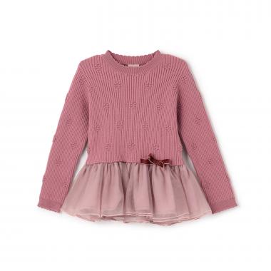 【フワもちっと】ニットペプラムチュールチュニック