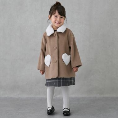 【洗える】ファー衿ハートポケットコート