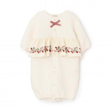 いちご刺しゅう切替え2WAYオール