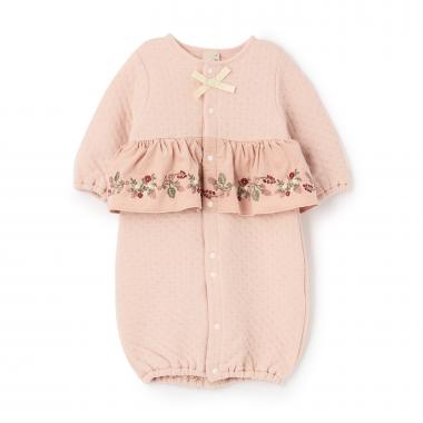 いちご刺しゅう切替え2WAYオール