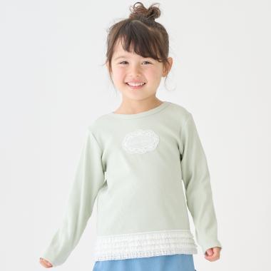 【オーガニック】レースフリル長袖Tシャツ