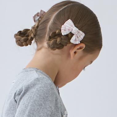 チェックリボンヘアクリップ2P/L