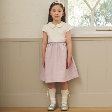 【セミフォーマル】ジャガード切り替えワンピース