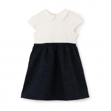 【セミフォーマル】ジャガード切り替えワンピース