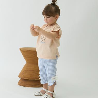 【防汚加工/スマイル】7分リボンパンツ