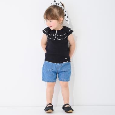 ウオッシュ加工ハートポケットショートパンツ