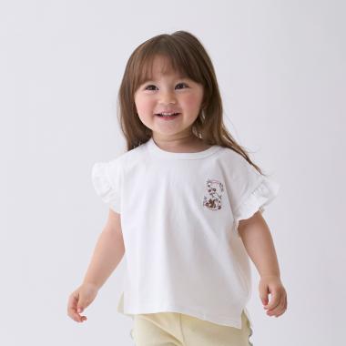 【プティプラ】アルファベット袖フリルTシャツ
