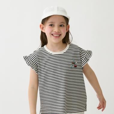 【プティプラ】アルファベット袖フリルTシャツ