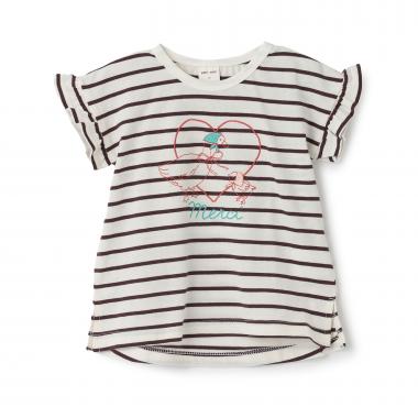 袖フリル刺しゅうTシャツ