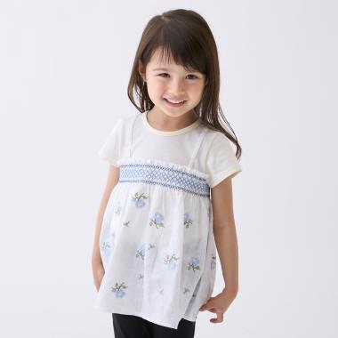 【リンク】クロスステッチ花ドッキングTシャツ