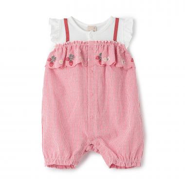 胸フリルフルーツカバーオール