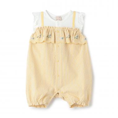 胸フリルフルーツカバーオール