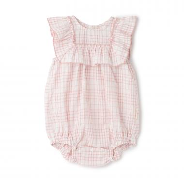 チェックフリルカバーオール