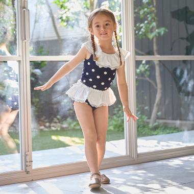 【SWIM】ドットレースフリルタンキニ