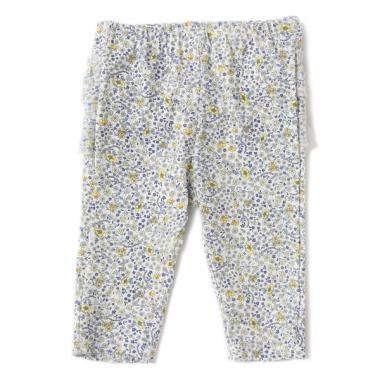 後ろフリル花柄七分丈レギンス