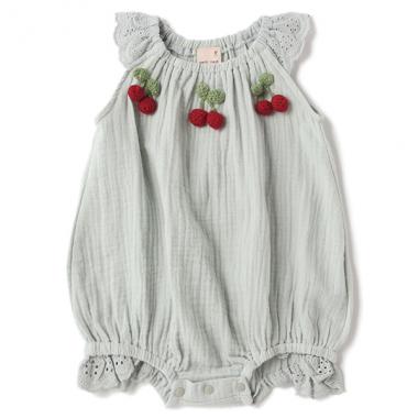 チェリー編みモチーフロンパース