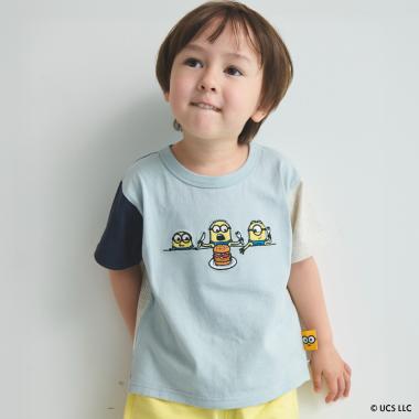 【ミニオン】布帛切り替え半袖Tシャツ