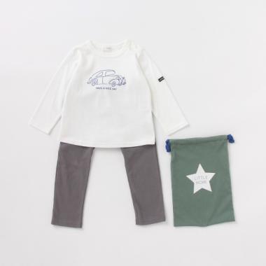 【プチプラ通園セット】巾着付きベビーコーデセット くるま【PTPR】