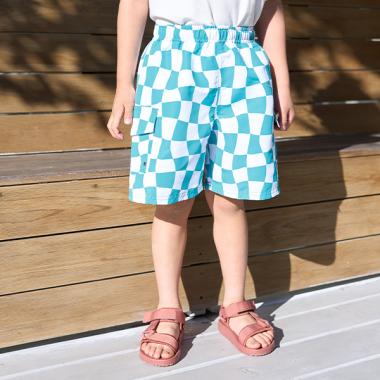 【SWIM】【水着】【UV加工】フラッグチェックカーゴサーフパンツ