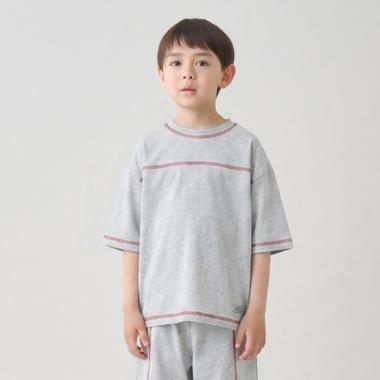 【熱をブロック】【どちらが前でもOK】配色ステッチTシャツ
