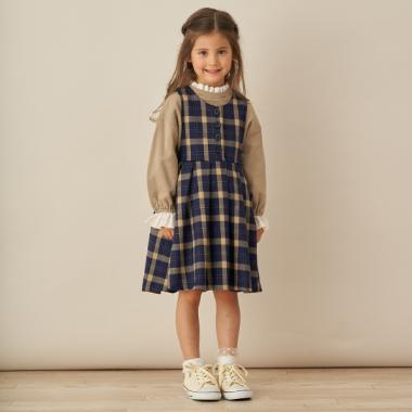 【セレモニー】チェック柄プリーツジャンパースカート